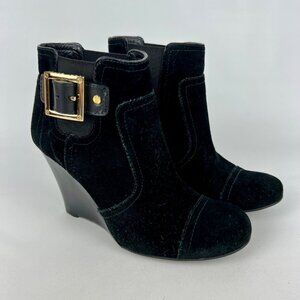 Tory Burch Womens Adrienne Black Suede Wedge Booties Chelsea Ankle Boot size 6.5